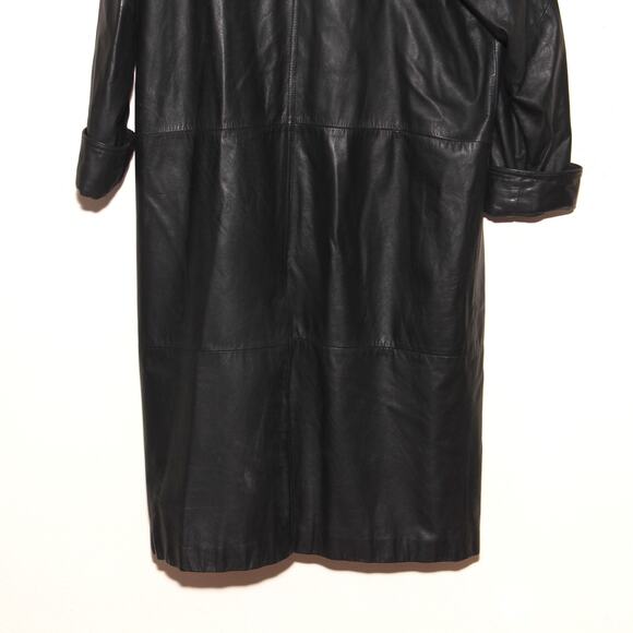 Vintage 80s JC Penney Long Leather Duster Trench Coat Size 18W - Picture 7 of 12